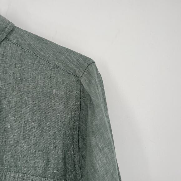 Lands End Top Womens L Linen Green Button Up Lightweight Classic Capsule - Picture 3 of 6